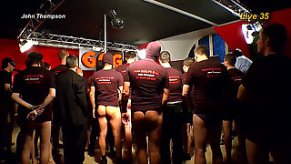 Redhead Slut Gets Massive Bukkake Facial From 20 Guys