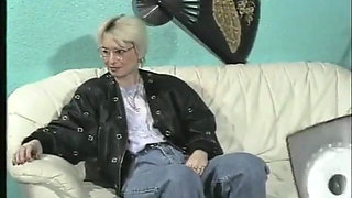 Retro Teen From the Street with Glasses and Short Blonde Hair