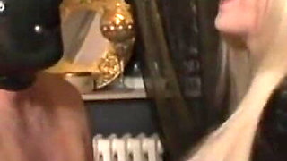 Humiliating wax play with masked guy