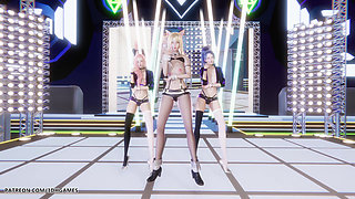 Red Velvet - Russian Roulette Ahri Evelynn Akali Sexy Striptease League of Legends Hentai Uncensored 4K 60fps
