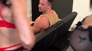 Muscle Mommies Peg Hubby Together
