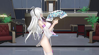 Featured Haku (yawane) - a Thousand Lanterns Traditional-style Seductive Qipao, Thong, White Stockings, High Heels