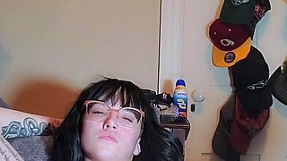 Cute curly brunette solo webcam masturbation