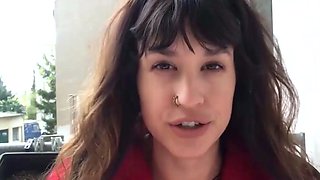 German dark haired displays off her fur covered soles