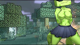 Horny anime creeper from Minecraft ready for some naughty fun