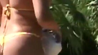 Two horny hot sluts get their pussies and asses fucked by the pool enjoying like sluts