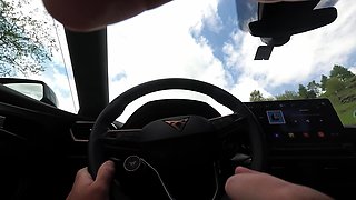 Handjob While Driving - Outdoor Fuck and Cum on Monster Ass