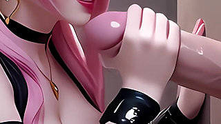 Anime Hentai Uncensored, Pink-haired Chick Sucks Your Cock by a Glory Hole, Fuck Her and Cum on Her!