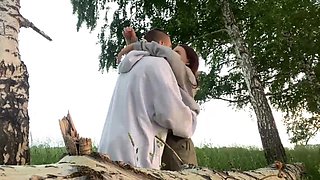 Tearing up rock-hard my BFF's torrid gf in woods while he setting up a tent and house a bonfire