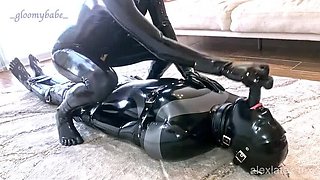 Blinded in Bondage: Gloomy Babe Dominates in Latex - Deep Throat, BDSM, and Rubber Fetish