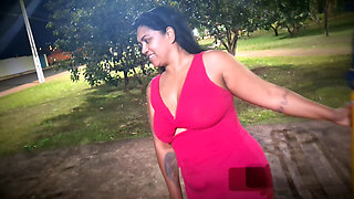 Nicoly Mattos Flashing Hairy Pussy and Big Tits in Square