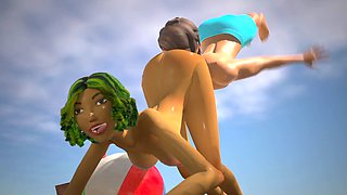 3DGSPOT - Oily Babe Gets Her Pussy Pounded At The Beach! 3D ANIMATION!