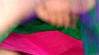 Blue Saree Housewife Cheating with Hot Lips Close Up - Tamil Aunty Homemade 4k