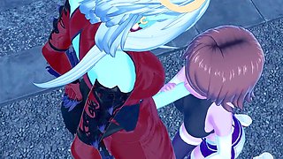 Chronoa gives Towa's cock a blow job and has a doggy style orgasm in this Dragon Ball Xenoverse hentai