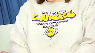 Amateur blonde teen sucks cock in POV in bathroom