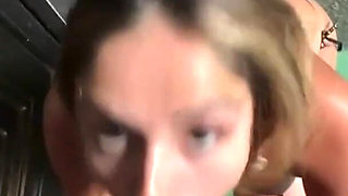 Sexy Blonde Meets Guy at Pool Blowjob in Beach Toilet Then Home Sex 18
