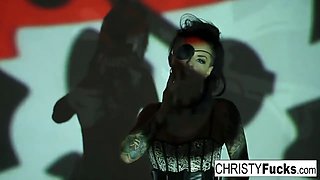 Christy the Pirate plays with her amazing ass and tight wet