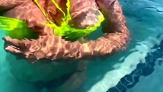 Artemisia Love Flashing Her Perfect Big Tits Underwater and Smoking a Cigarette