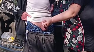 Neighbor MILF Holds My Dick While I Pee & Sucks It Public - Zona901 Blowjob Cumshot