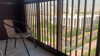 Foot Fetish Naked Girl on the Balcony