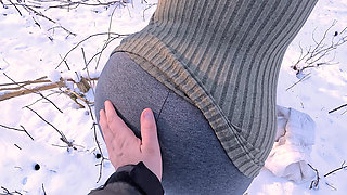 Ass spanking in the snow