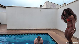 The Black Amazon Busts Balls by the Pool
