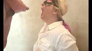 Sexy Blonde Pissed on for the First Time