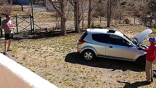 I Fuck the Neighbor While the Cuckold Works on His Car