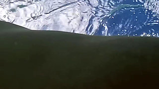 Naked MILF Swimming with Anal Plug Underwater