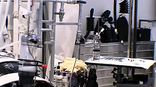 Peeing blonde fetish babe uses toy in her tight pussy