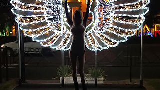 Monika Fox Shows Off Her Huge Fake Tits While Walking Naked on the Sochi Waterfront