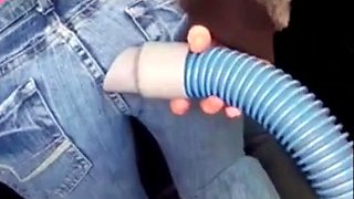 Cleo masturbating with the car wash vacuum