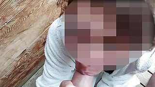 Dick flash - I pull out my cock in front of my teacher in the public sauna and she helps me cum - Risk of getting caught