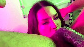 Brunette Babe Takes a Deep Anal Pounding and Swallows Every