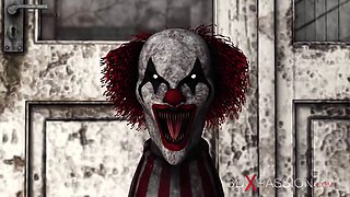 A really dirty girl has her first hard anal fuck with the evil clown