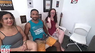 Orgy with a Naughty Threesome of Hot Brunettes and a Naughty Albino