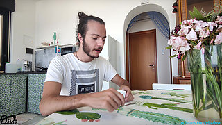 ITALIAN GARDENER... Busty pays him in kind with a titjob [ITALIAN DIALOGUES]