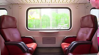 Hot Colombian MILF Rides Big Cock on Train - Public Outdoor Sex & Loud Moaning