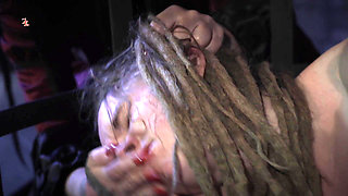 The Wild Maid Fina Is Kept in a Cage and Slimes Out of Her Mouth as She Greedily Eats Food From the Countess's Hand