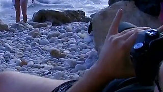 Milky Cooper a naughty girlfriend with light hair gets turned on with a cock in her pussy on a beach