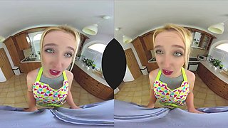 Blonde in kitchen: Blowjob, Cowgirl  Missonary VR Porn