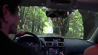 A fit girl hitchhiker shares sultry bang-out with a