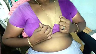 Desi village aunty puts on a show and pretends her husband is watching