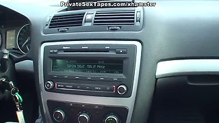 Hot amateur girl bent over the car and fucked till cumshot