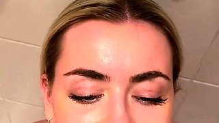 Blonde amateur blowjob POV in public