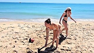 Outdoor BDSM threeway fun with two femdom vixens