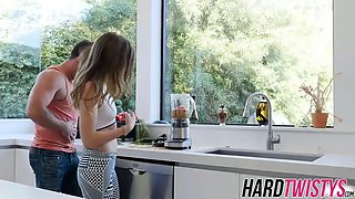 Sexy Alex Blake juggling on cock until a large facial