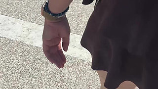 Exhibition in Micro Skirt in Public and Anal Plug