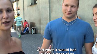 CZECH COUPLES Young Couple Takes Money for Public Foursome