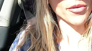 Petite Blonde Deepthroats Cock in Public Parking Lot